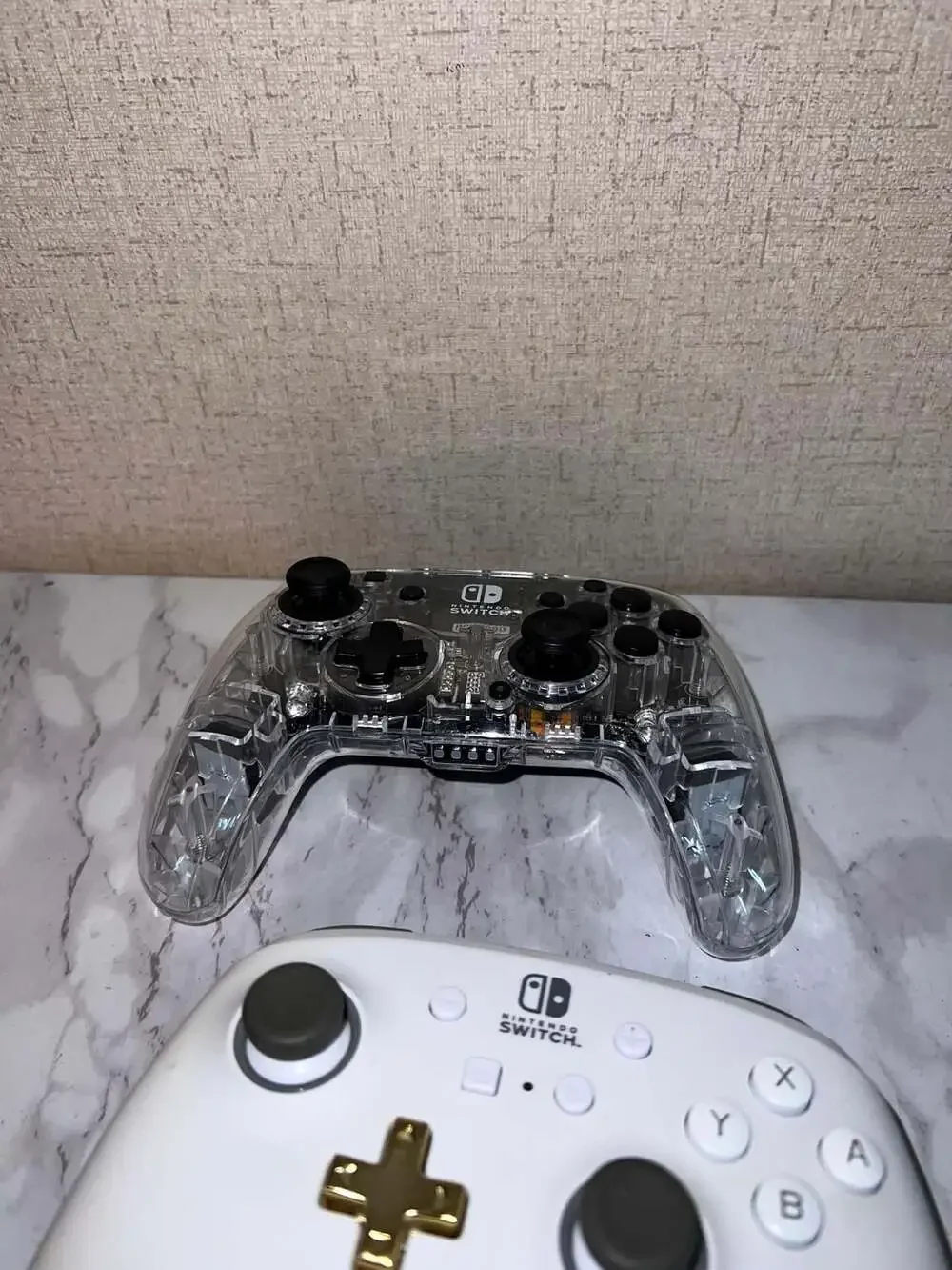 Nintendo Switch Pro Controller Customized Clear Shell and White Controller with
